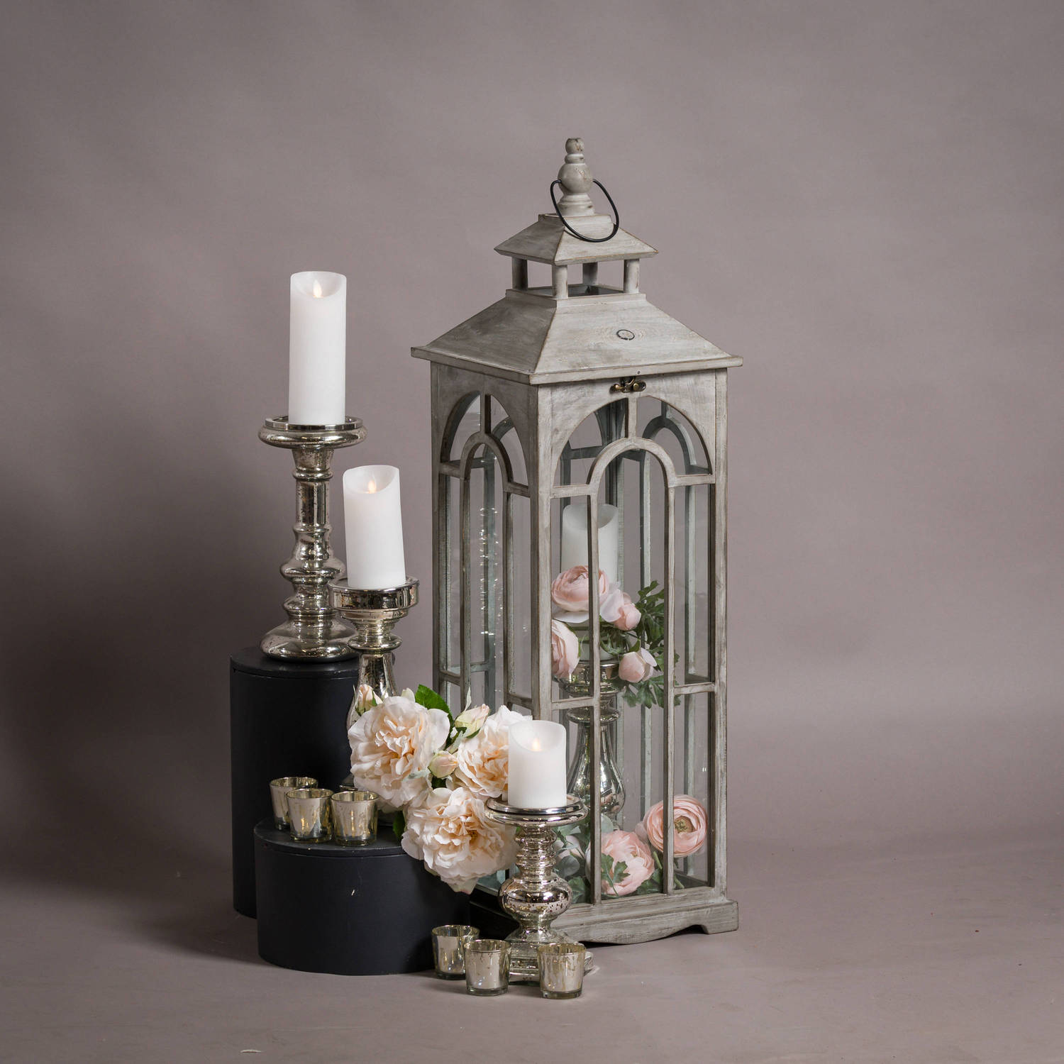 🌟 Handmade Wooden & Glass Lanterns – Set of 3 🌟 - The Gift Shop