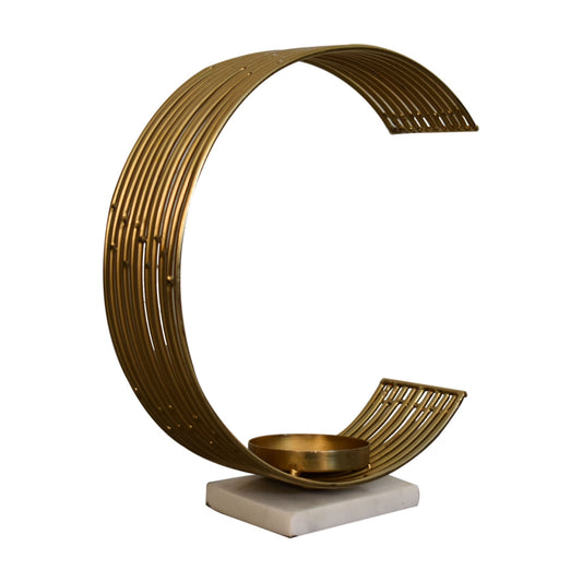 Crescent Candle Stand – Metal Half-Moon Tealight Holder