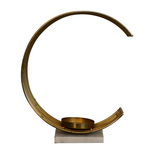 Crescent Candle Stand – Metal Half-Moon Tealight Holder