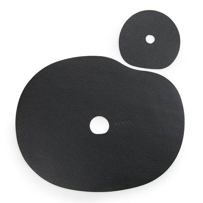 Natural leather placemat and coaster, black - The Gift Shop