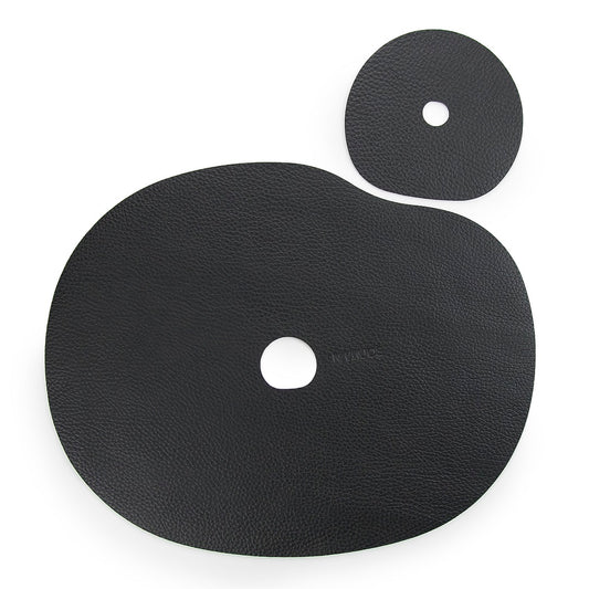 Natural leather placemat and coaster, black - The Gift Shop