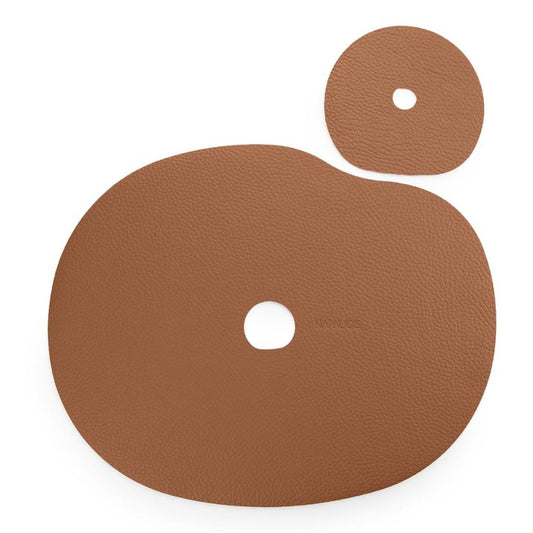 Natural leather placemat and coaster, rust brown - The Gift Shop