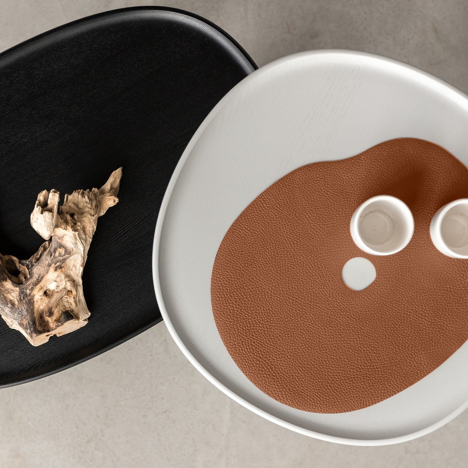 Natural leather placemat and coaster, rust brown - The Gift Shop