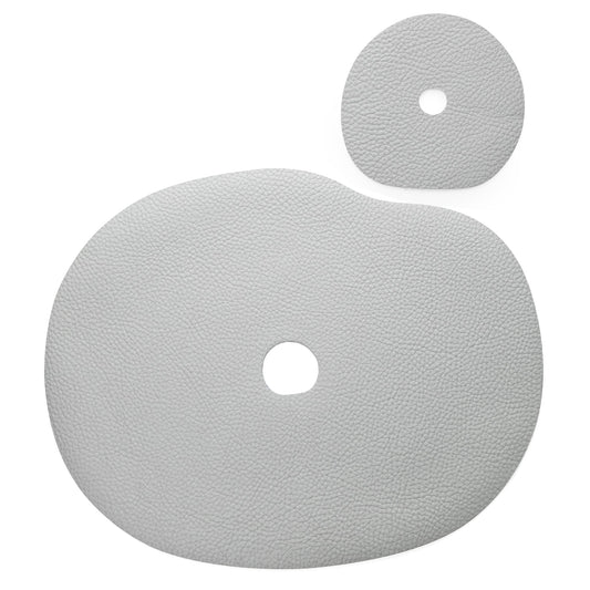 Natural leather placemat and coaster, grey blue - The Gift Shop