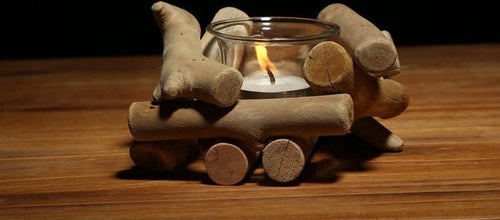 Distressed Wood Candle Holder – Thoughtful Gift from The Gift Shop UAE