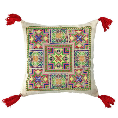 Embroidered Boho Cushion Cover – Handmade by Hmong Artisans – Thoughtful Gift from The Gift Shop UAE