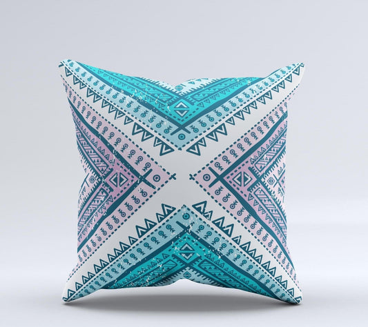 Ethnic Aztec Blue and Pink Point Ink - Fuzed Decorative Throw Pillow – Thoughtful Gift from The Gift Shop UAE