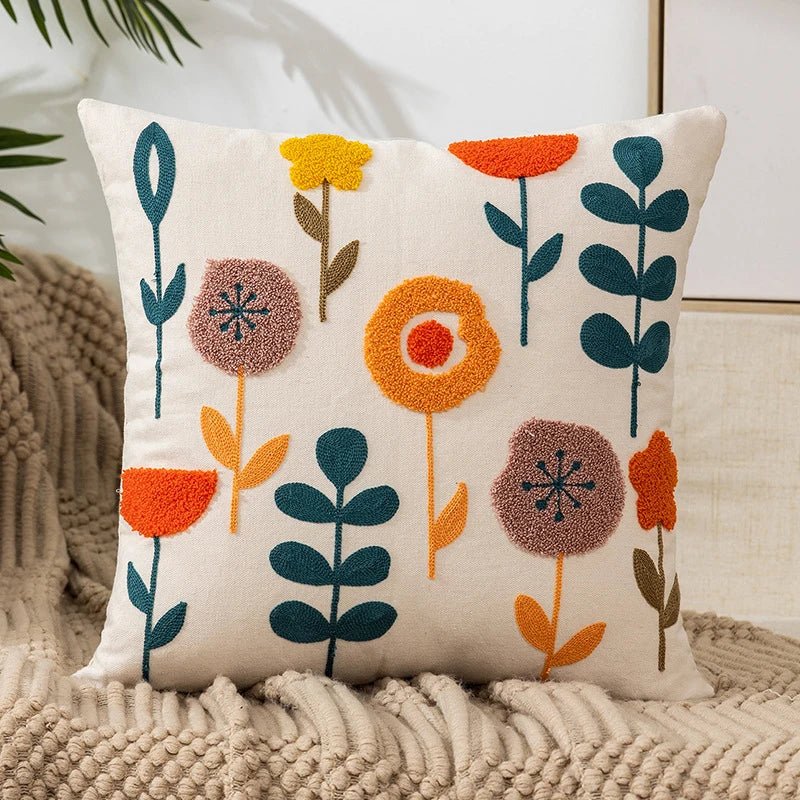 Flower Embroidery Throw Pillow Cover – Thoughtful Gift from The Gift Shop UAE