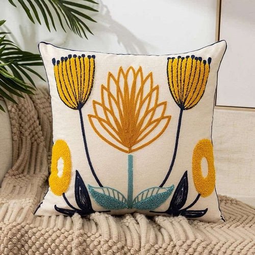 Flower Embroidery Throw Pillow Cover – Thoughtful Gift from The Gift Shop UAE