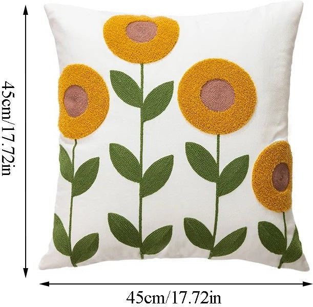 Flower Embroidery Throw Pillow Cover – Thoughtful Gift from The Gift Shop UAE