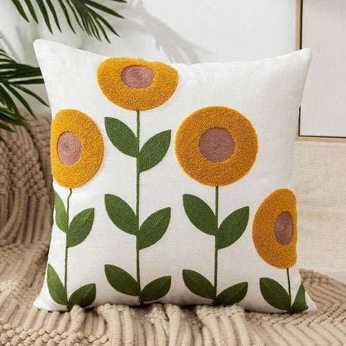Flower Embroidery Throw Pillow Cover – Thoughtful Gift from The Gift Shop UAE