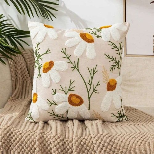 Flower Embroidery Throw Pillow Cover – Thoughtful Gift from The Gift Shop UAE