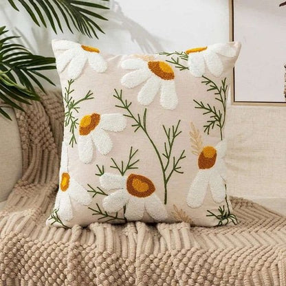 Flower Embroidery Throw Pillow Cover – Thoughtful Gift from The Gift Shop UAE
