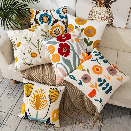 Flower Embroidery Throw Pillow Cover – Thoughtful Gift from The Gift Shop UAE