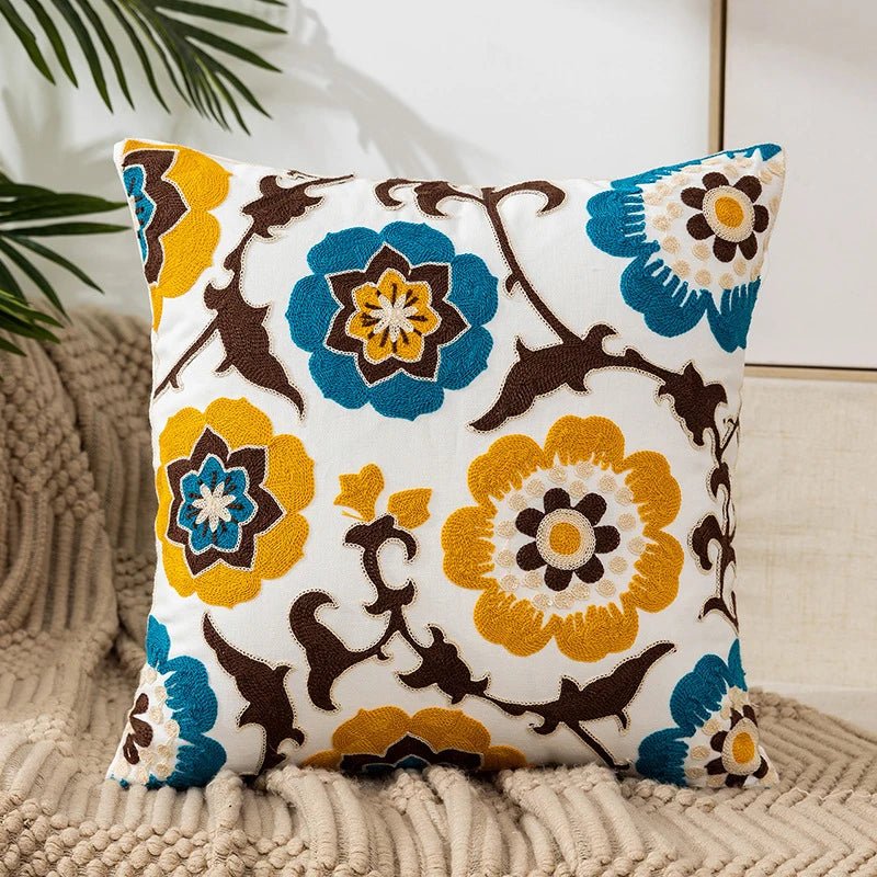 Flower Embroidery Throw Pillow Cover – Thoughtful Gift from The Gift Shop UAE