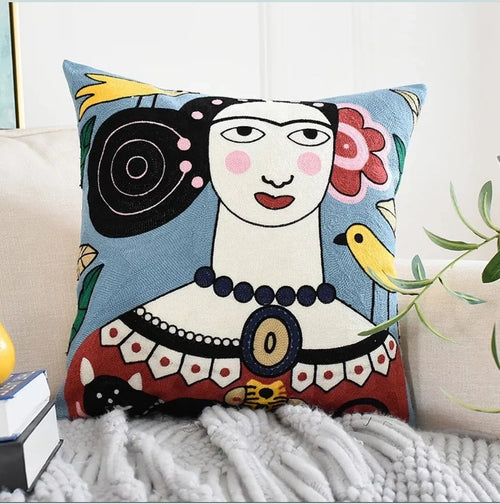 Frida - Inspired Embroidered Pillow Cover – Thoughtful Gift from The Gift Shop UAE