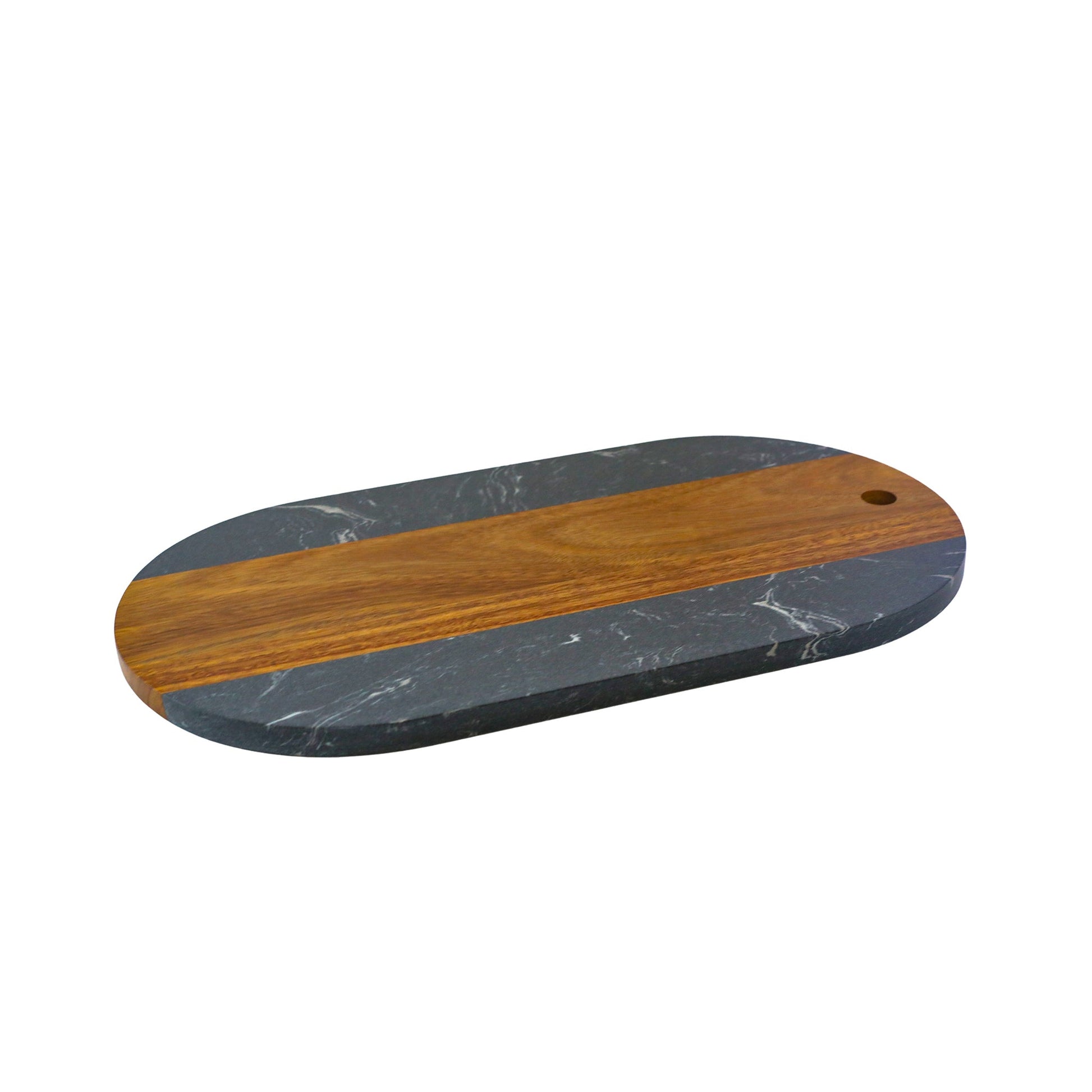 Black Marble & Acacia Wood Oval Board - The Gift Shop