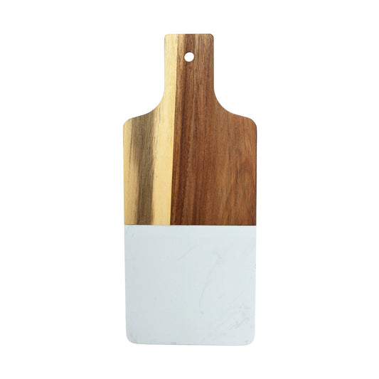 White Marble & Acacia Wood Handled Serving Board - The Gift Shop