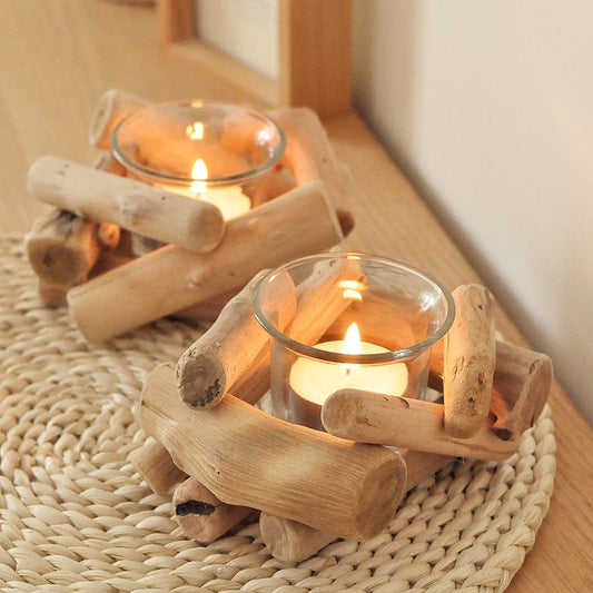 Rustic Handmade Wooden Candle Holder – A Unique Touch of Natural Elegance - The Gift Shop