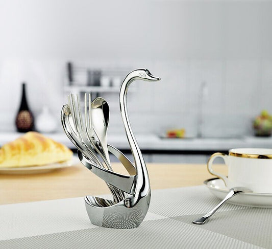 Elegant Swan Cutlery Holder Set - The Gift Shop