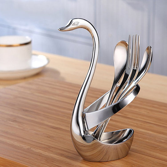 Elegant Swan Cutlery Holder Set - The Gift Shop