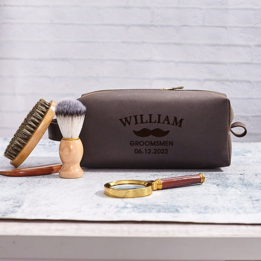 Personalized Leather Dopp Kit for Groomsmen - The Gift Shop