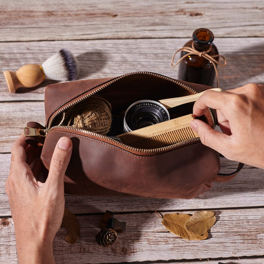 Personalized Leather Dopp Kit for Groomsmen - The Gift Shop