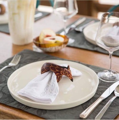 Hand - Carved African Safari Animal Napkin Ring Set – Thoughtful Gift from The Gift Shop UAE