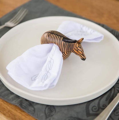 Hand - Carved African Safari Animal Napkin Ring Set – Thoughtful Gift from The Gift Shop UAE