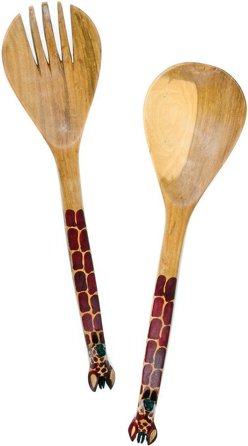 Handcarved Mahogany Giraffe Salad Servers – Thoughtful Gift from The Gift Shop UAE