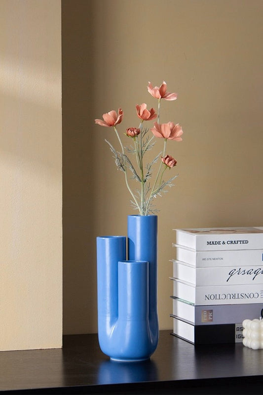 Handmade Funky Memphis Triple Stems Ceramic Vase – Thoughtful Gift from The Gift Shop UAE