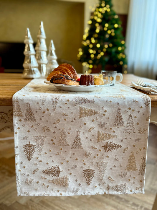 Light Christmas Table Runner – Golden Forest
