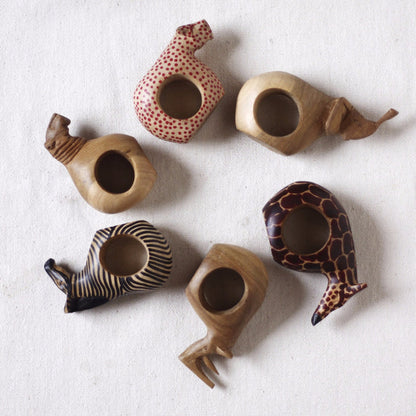 Hand-Carved Jacaranda Wood Napkin Rings – Set of 6 - The Gift Shop