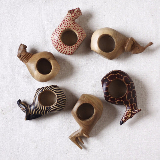Hand-Carved Jacaranda Wood Napkin Rings – Set of 6 - The Gift Shop