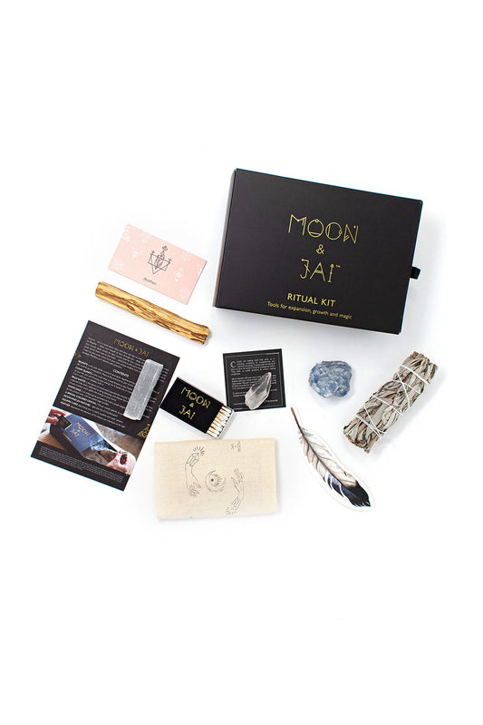 Balance Ritual Kit with Sage, Blue Calcite, Clear Quartz Point, Palo - The Gift Shop