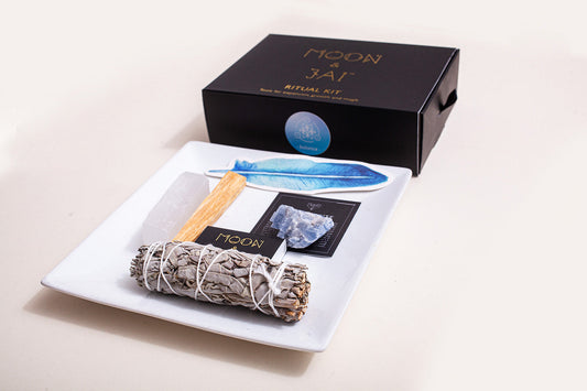 Balance Ritual Kit with Sage, Blue Calcite, Clear Quartz Point, Palo - The Gift Shop