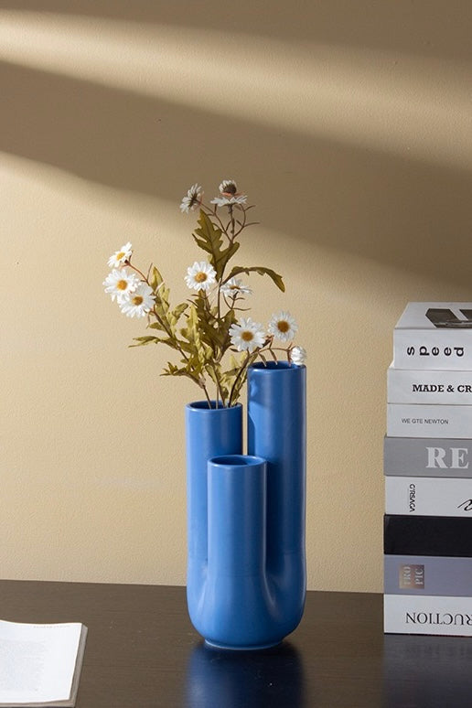 Handmade Funky Memphis Triple Stems Ceramic Vase - The Gift Shop
