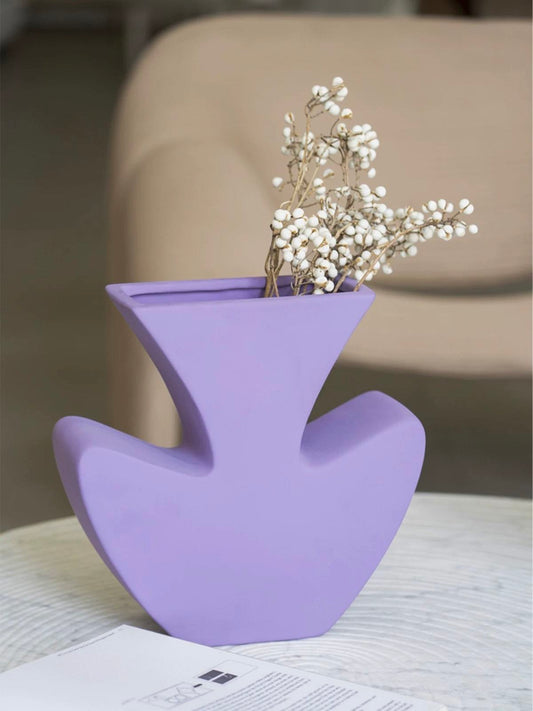 Handmade Memphis Funky Lavender Ceramic Vase - The Gift Shop