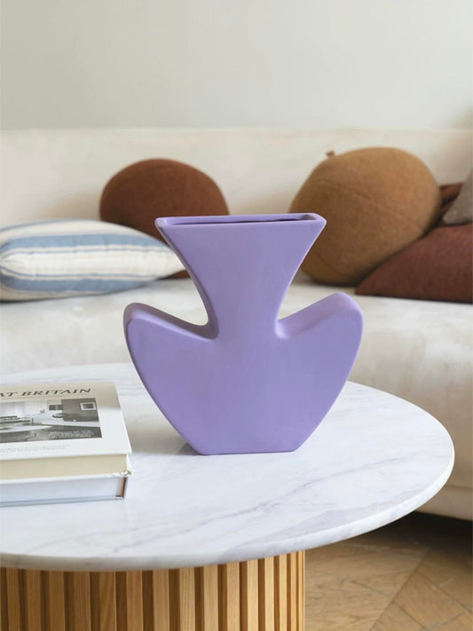 Handmade Memphis Funky Lavender Ceramic Vase - The Gift Shop