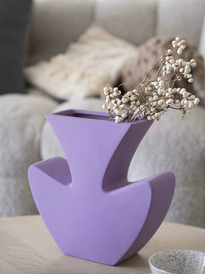 Handmade Memphis Funky Lavender Ceramic Vase - The Gift Shop