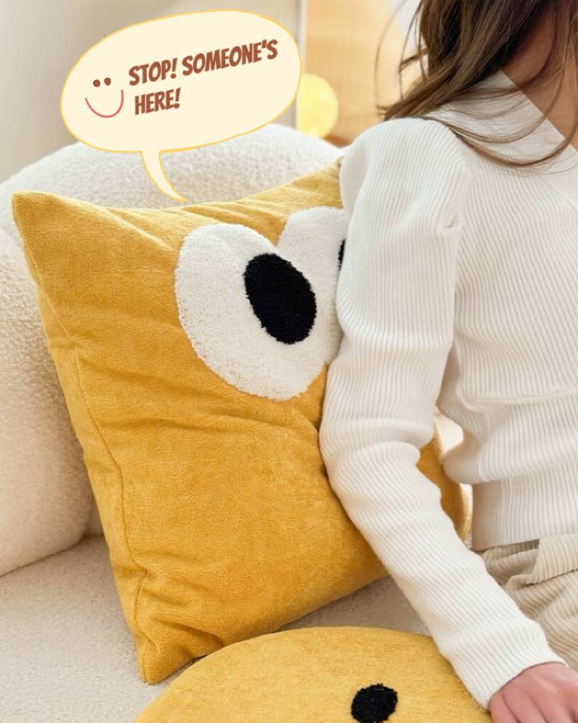 Cute Whimsical Big Eyes Puffy Decorative Throw Pillow - The Gift Shop