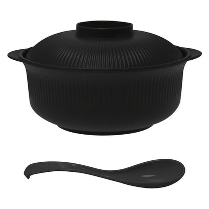 Japanese-Style Casserole Bowl with Lid & Spoon – Striped Pattern - The Gift Shop