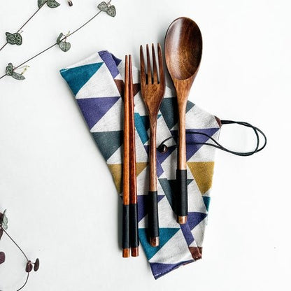 Japanese - Style Wooden Cutlery Set – Thoughtful Gift from The Gift Shop UAE