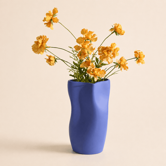 Handcrafted Klein Blue Wavy Vase