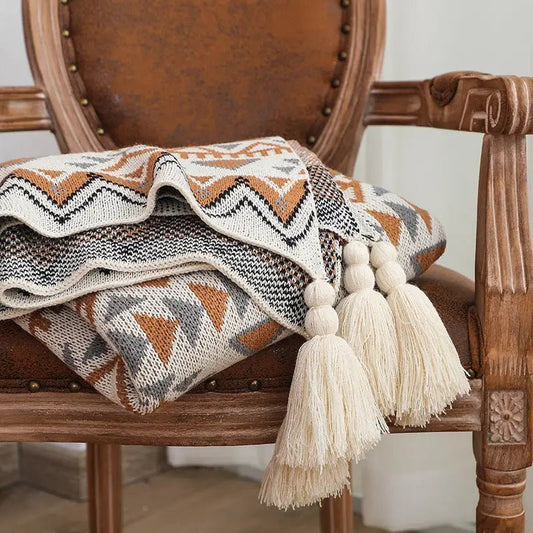 Knitted Geometric Pattern Throw – Thoughtful Gift from The Gift Shop UAE