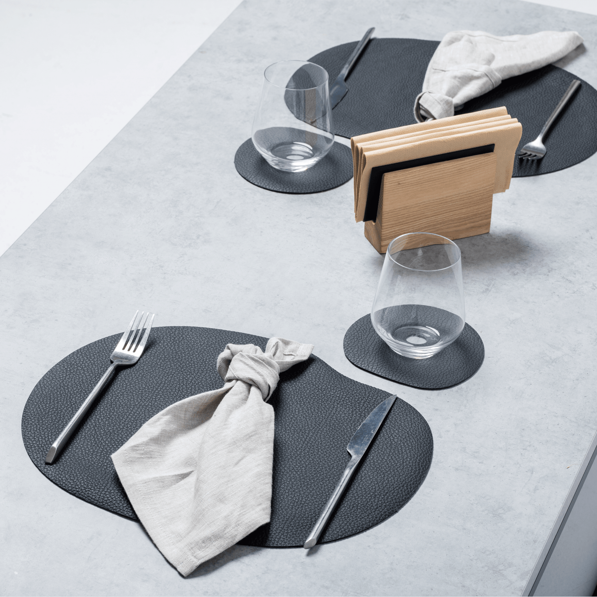 Leather Placemat Set – Black