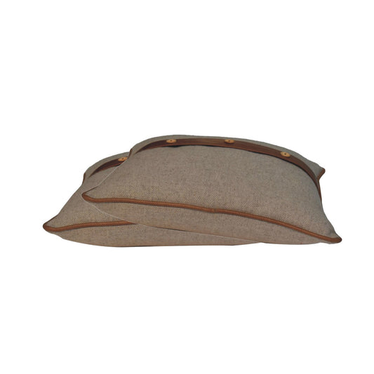 Leather & Sand Tweed Cushion Set (Set of 2)