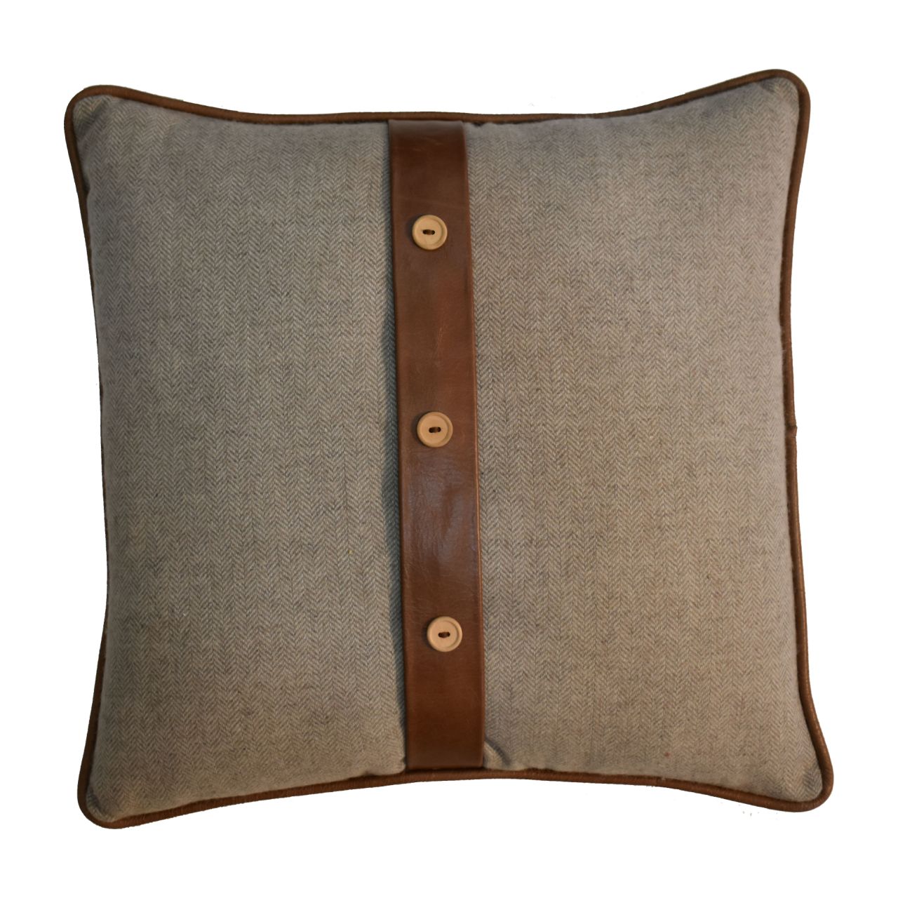 Leather & Sand Tweed Cushion Set (Set of 2)