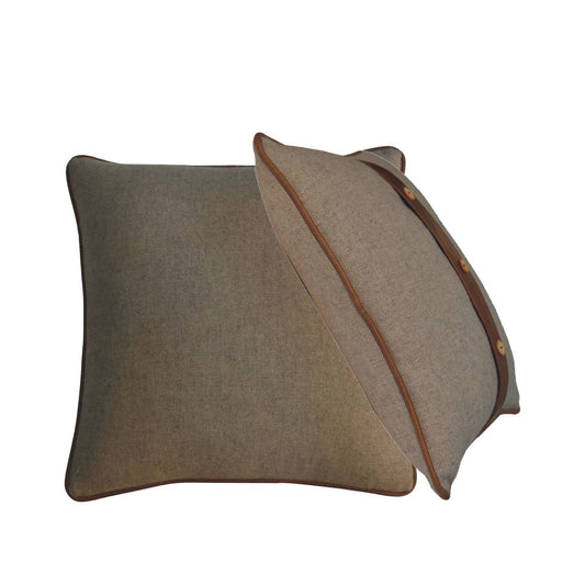 Leather & Sand Tweed Cushion Set (Set of 2)