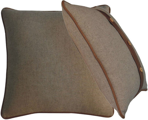 Leather & Sand Tweed Cushion Set (Set of 2) – Thoughtful Gift from The Gift Shop UAE